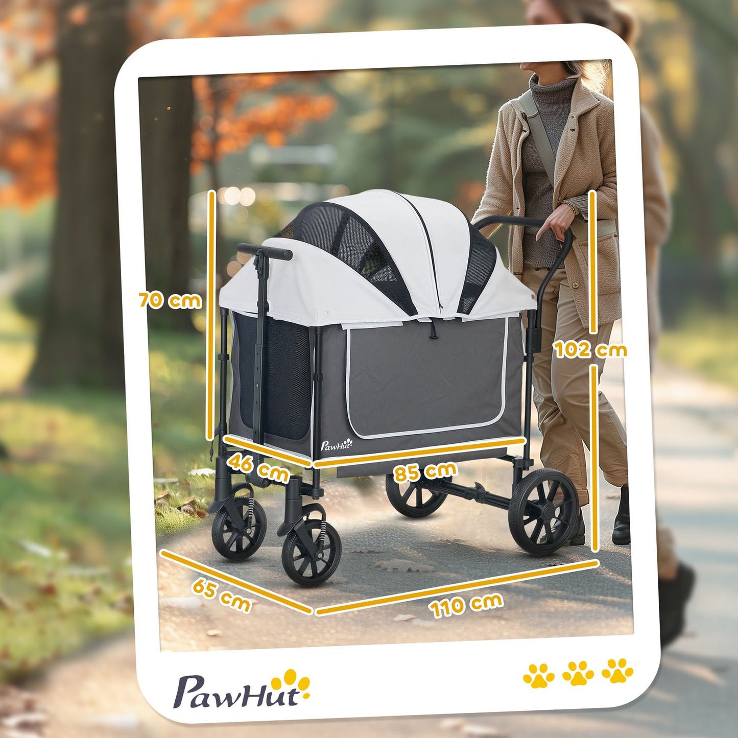 Dog buggy foldable for dogs & cats up to 30 kg 110 x 65 x 102 cm dark grey