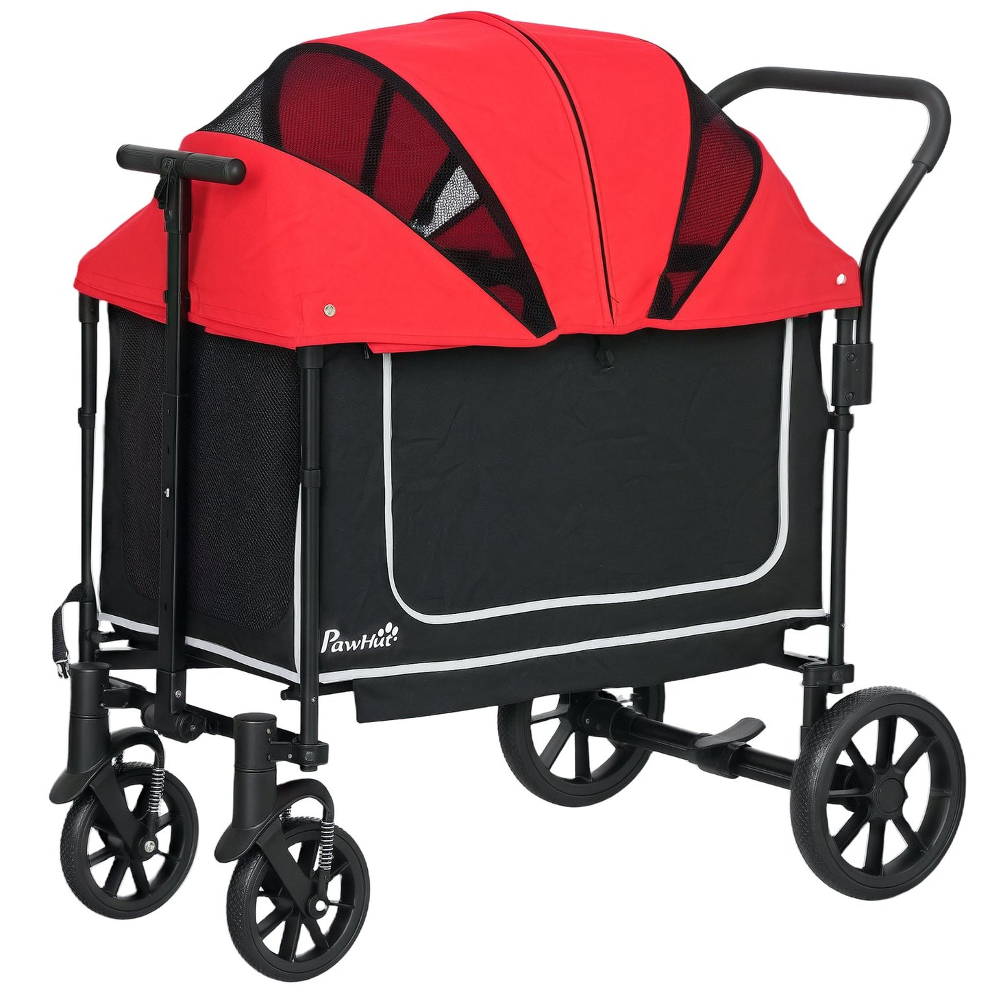 Dog buggy foldable for dogs & cats up to 30 kg 110 x 65 x 102 cm red
