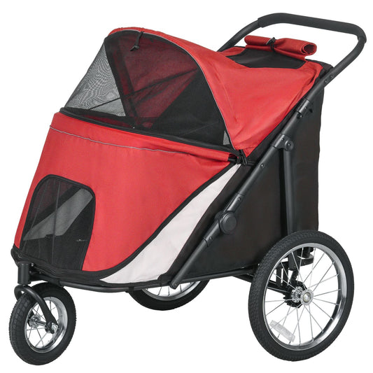 Foldable Dog Stroller with Reclining Cushion, Steel Frame