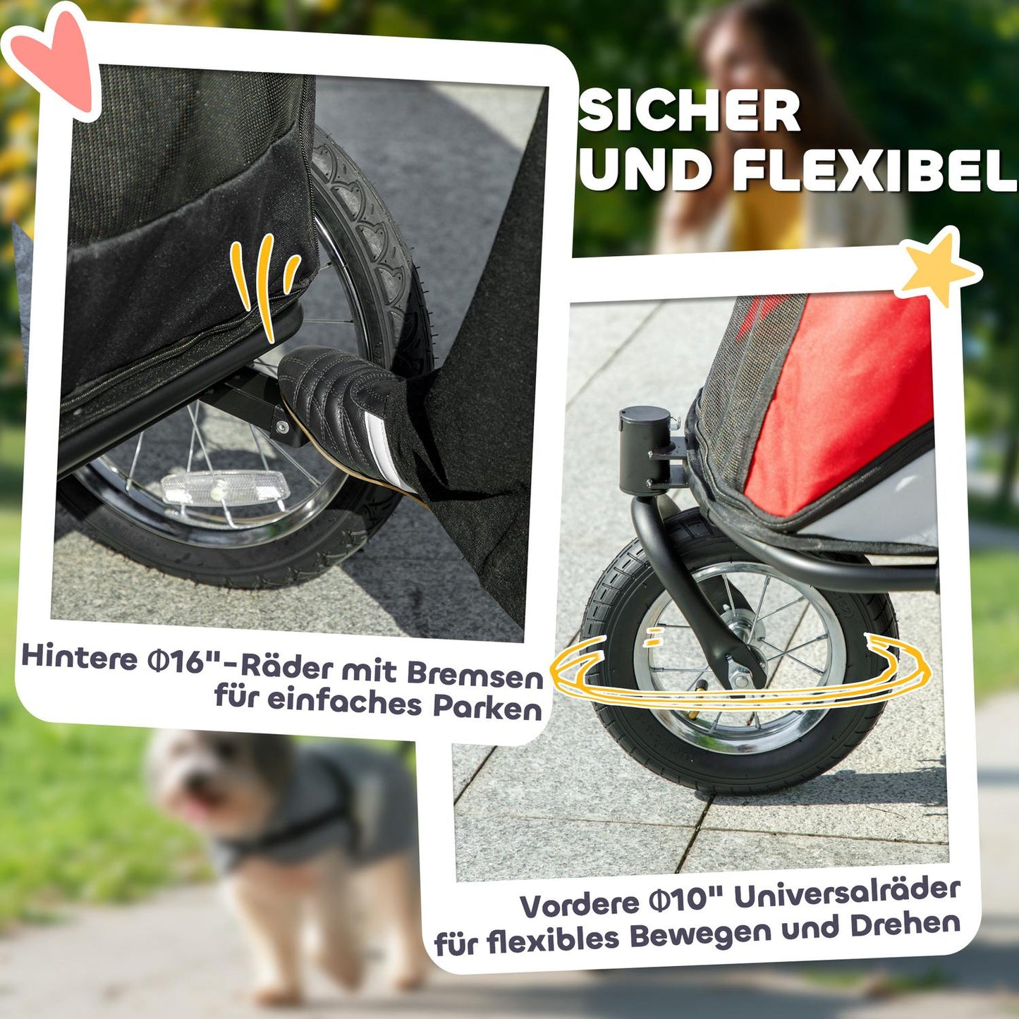 Foldable Dog Stroller with Reclining Cushion, Steel Frame