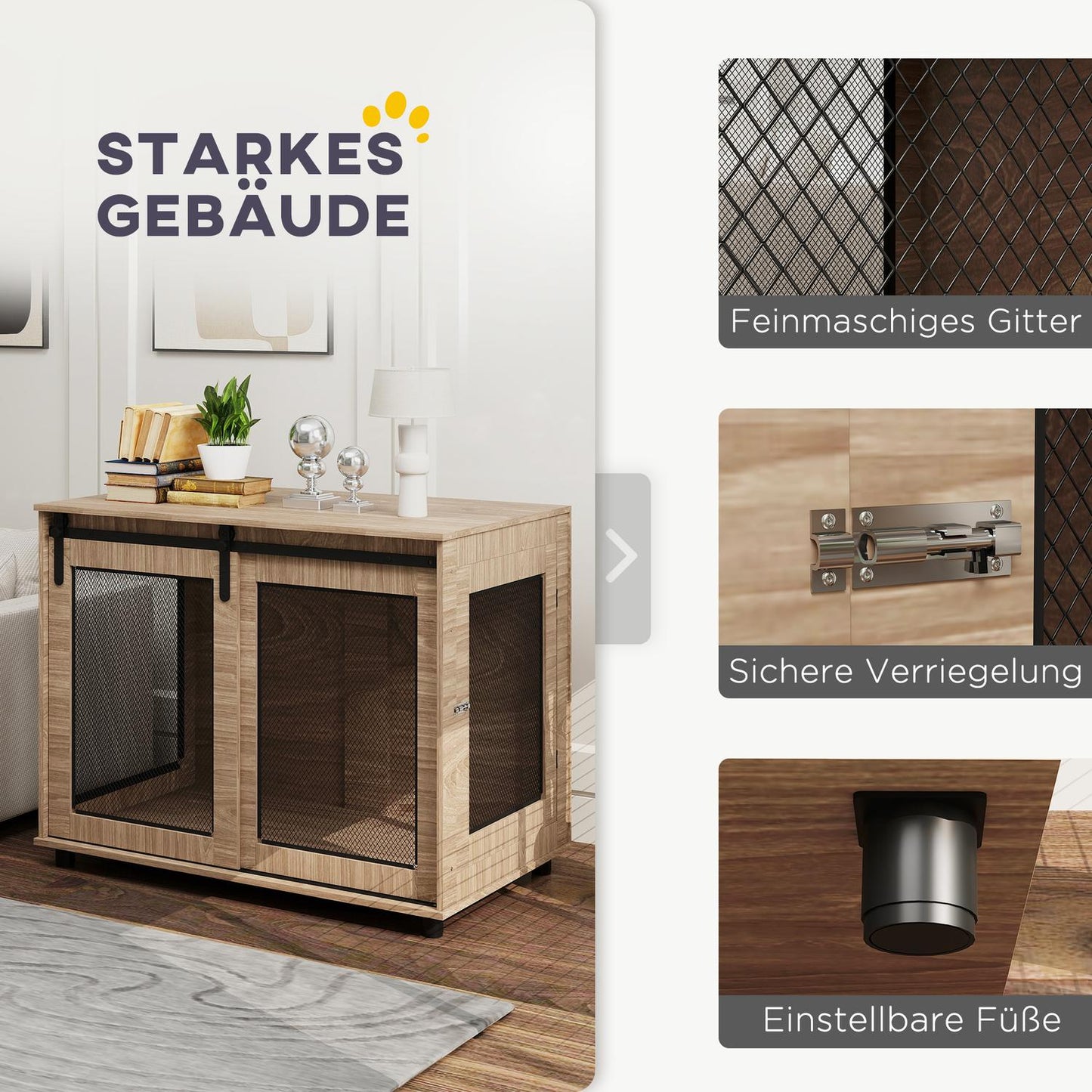 Dog cage furniture, large steel, 2-door side table 98x60x78 cm