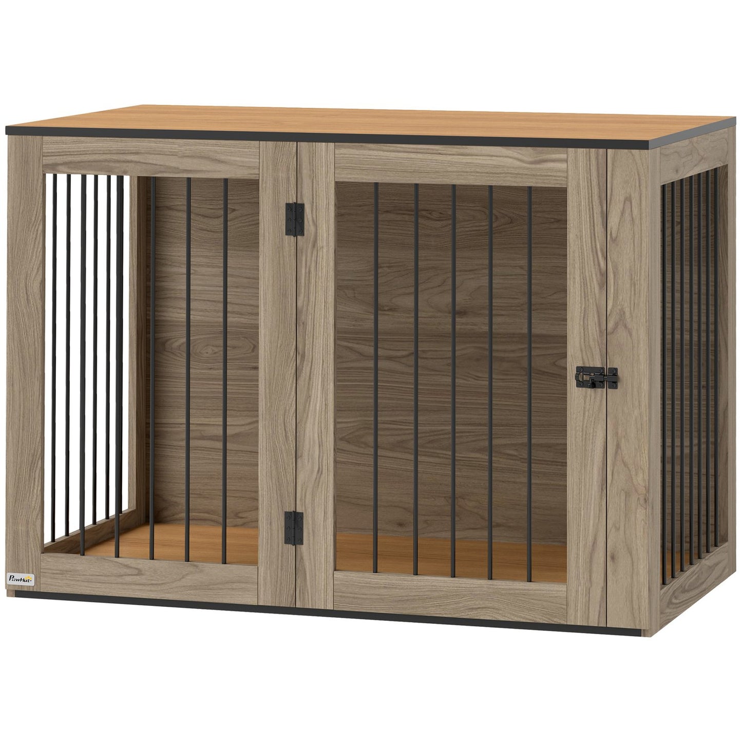 Large side table for dog cage, steel & wood, 106 x 60 x 76 cm