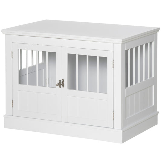 Dog cage, furniture with 3 doors, dog house, dog box for home, 78 x 53 x 59.3 cm, white