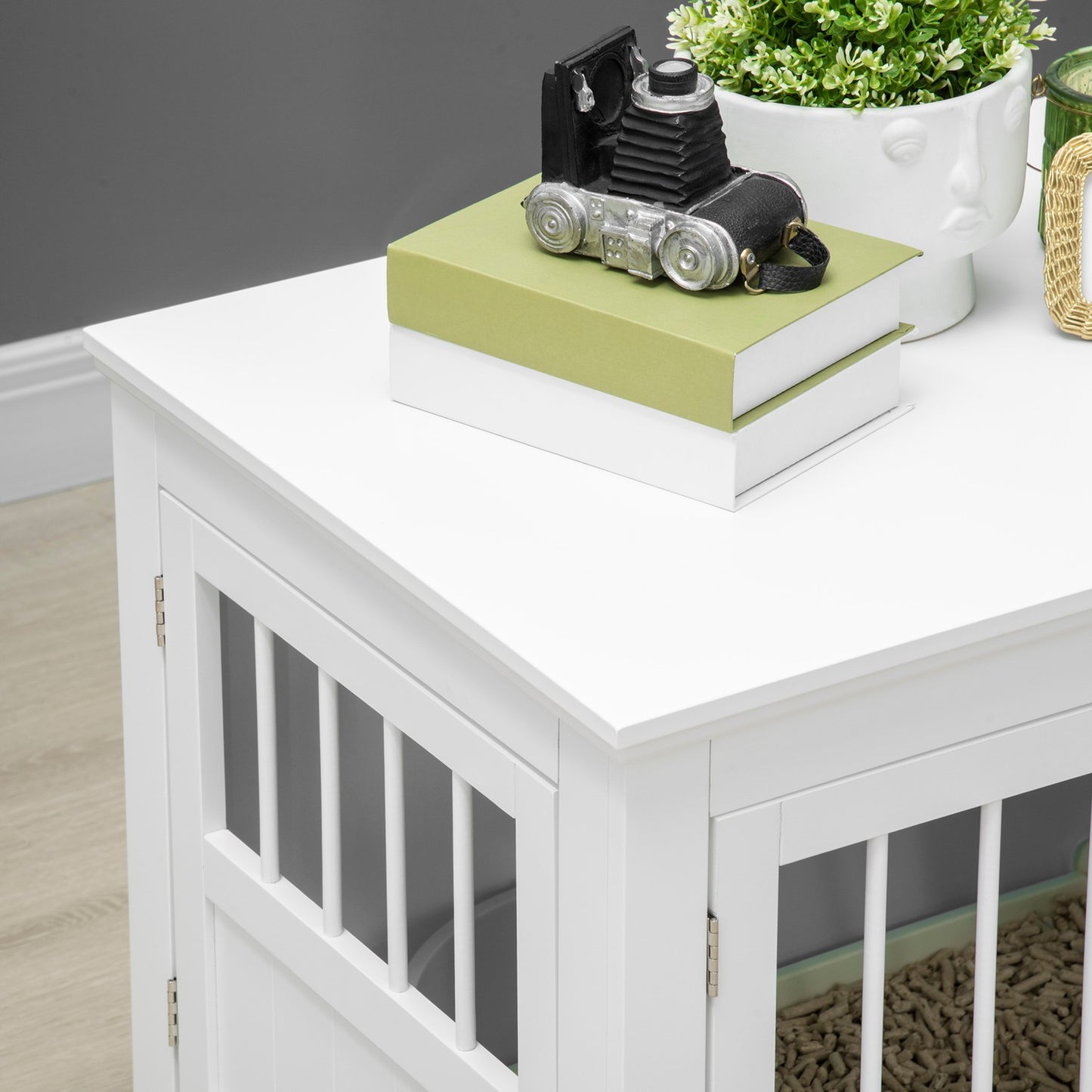 Dog cage, furniture with 3 doors, dog house, dog box for home, 78 x 53 x 59.3 cm, white