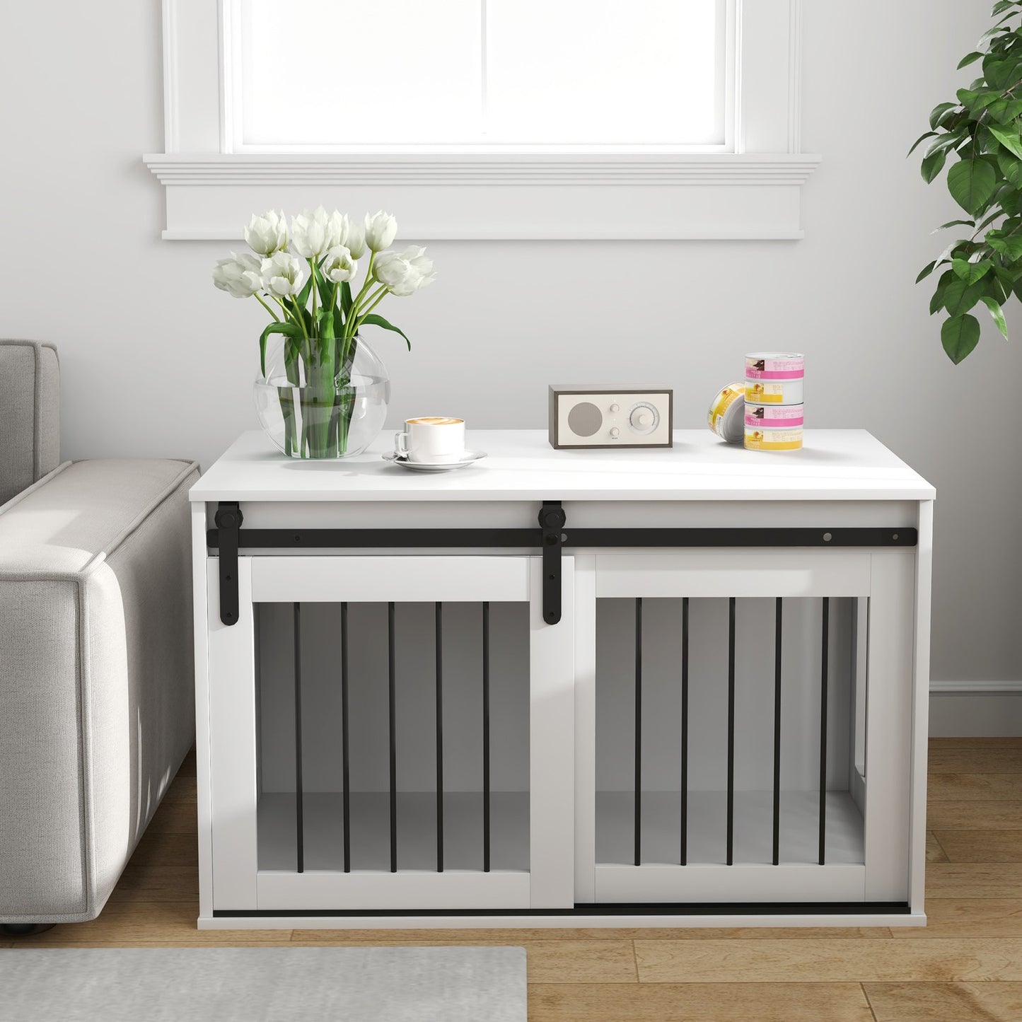 Dog Crate with Sliding Door, Ventilation, 98x58x61 cm