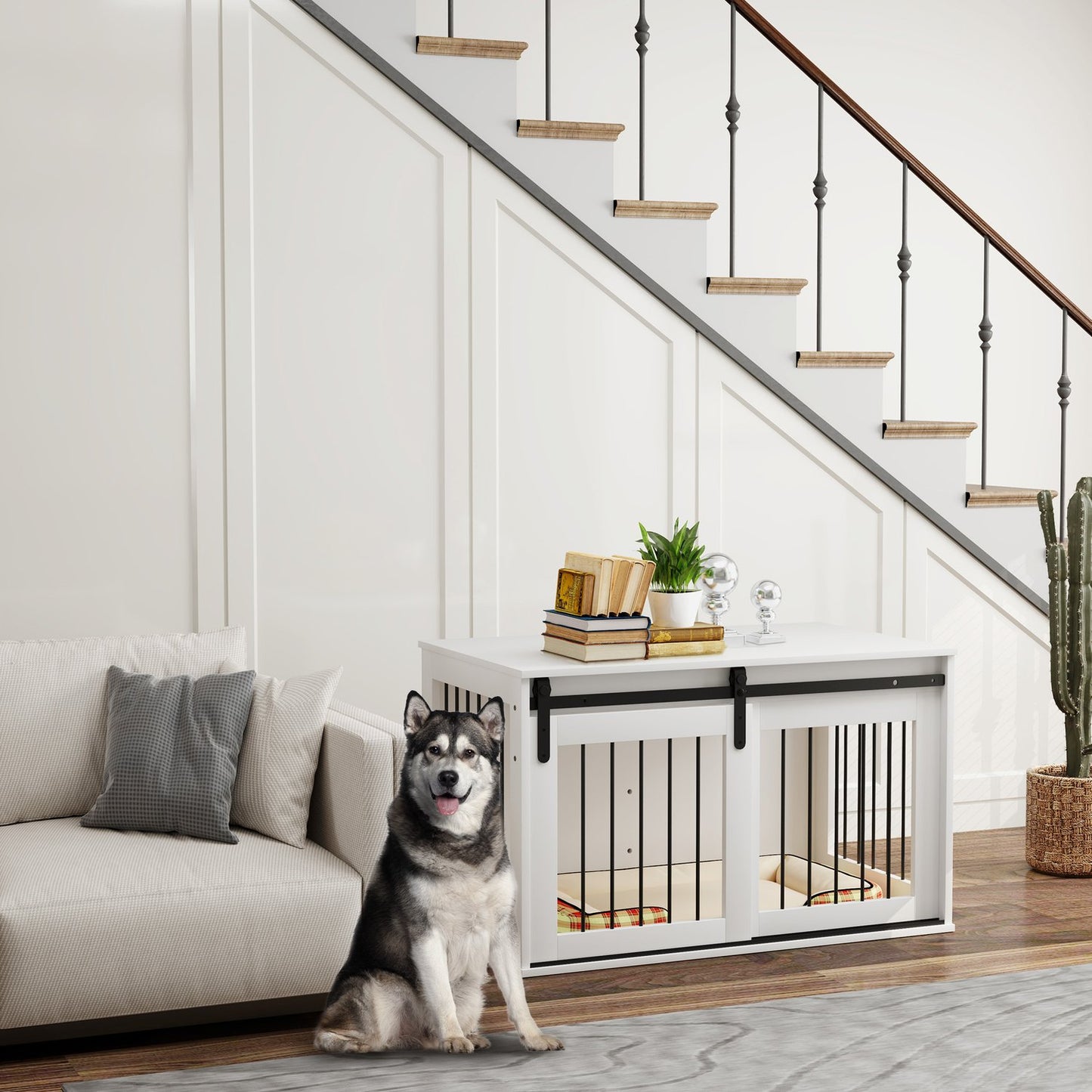 Dog Crate with Sliding Door, Ventilation, 98x58x61 cm