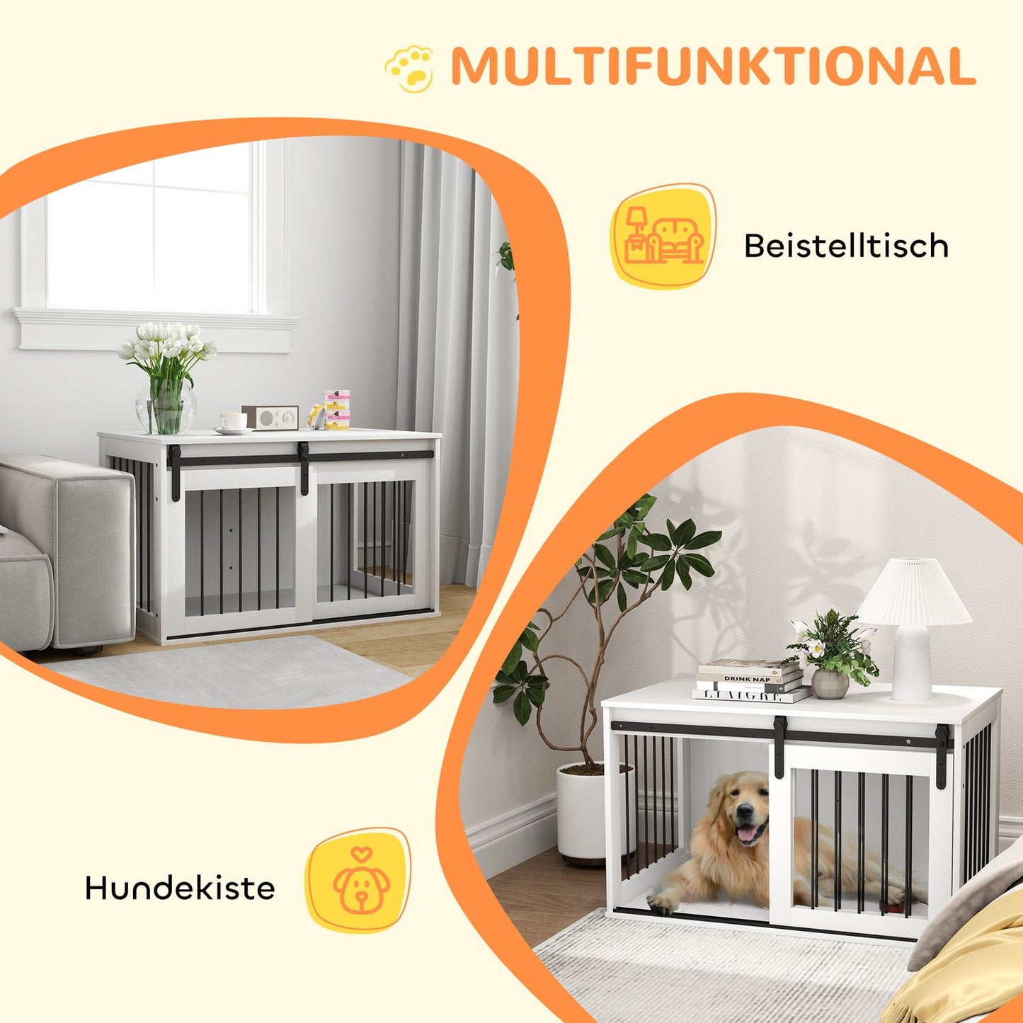 Dog Crate with Sliding Door, Ventilation, 98x58x61 cm
