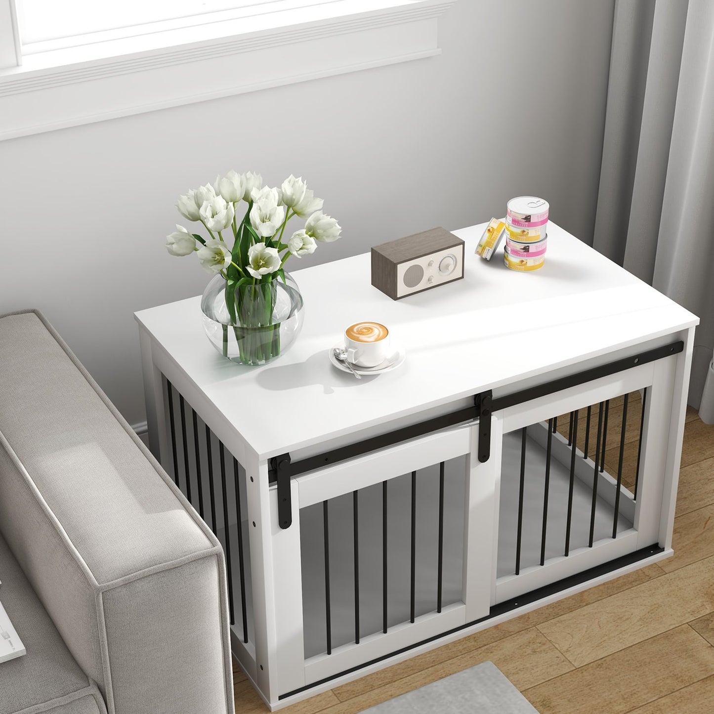 Dog Crate with Sliding Door, Ventilation, 98x58x61 cm