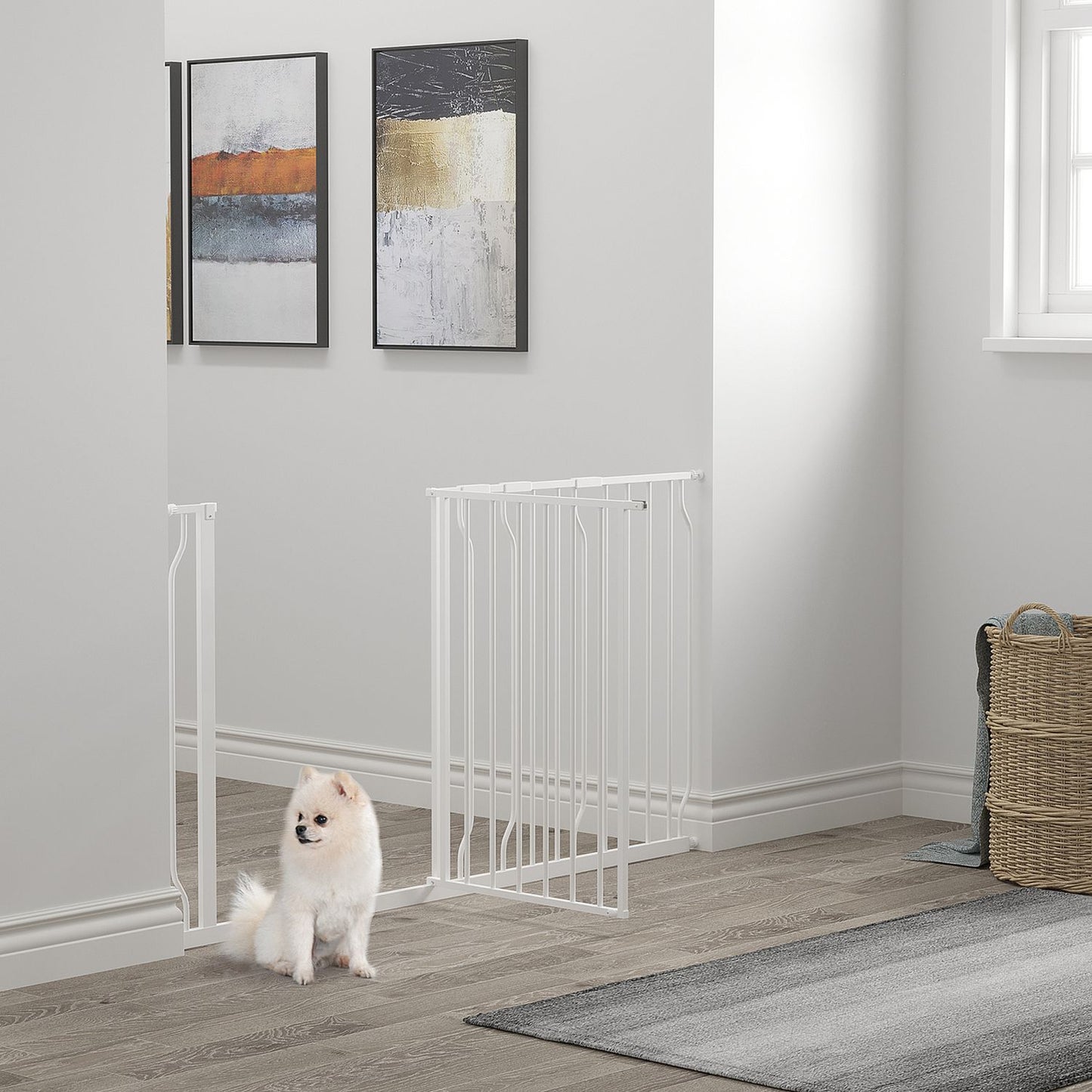 Adjustable dog gate, drill-free installation, two-way opening, 75-145 cm