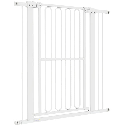 Dog protection gate in white steel - 76-104 cm, no drilling installation