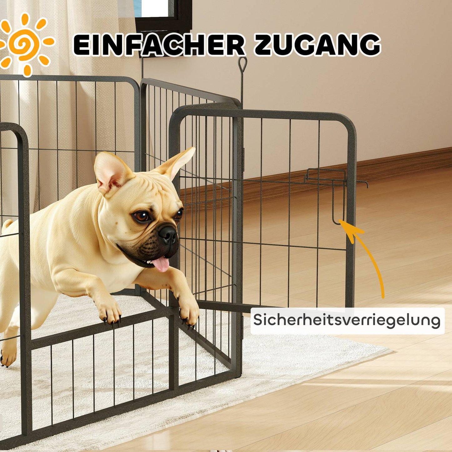 Dog Fence, 6-Panel Steel, Foldable, Indoor/Outdoor