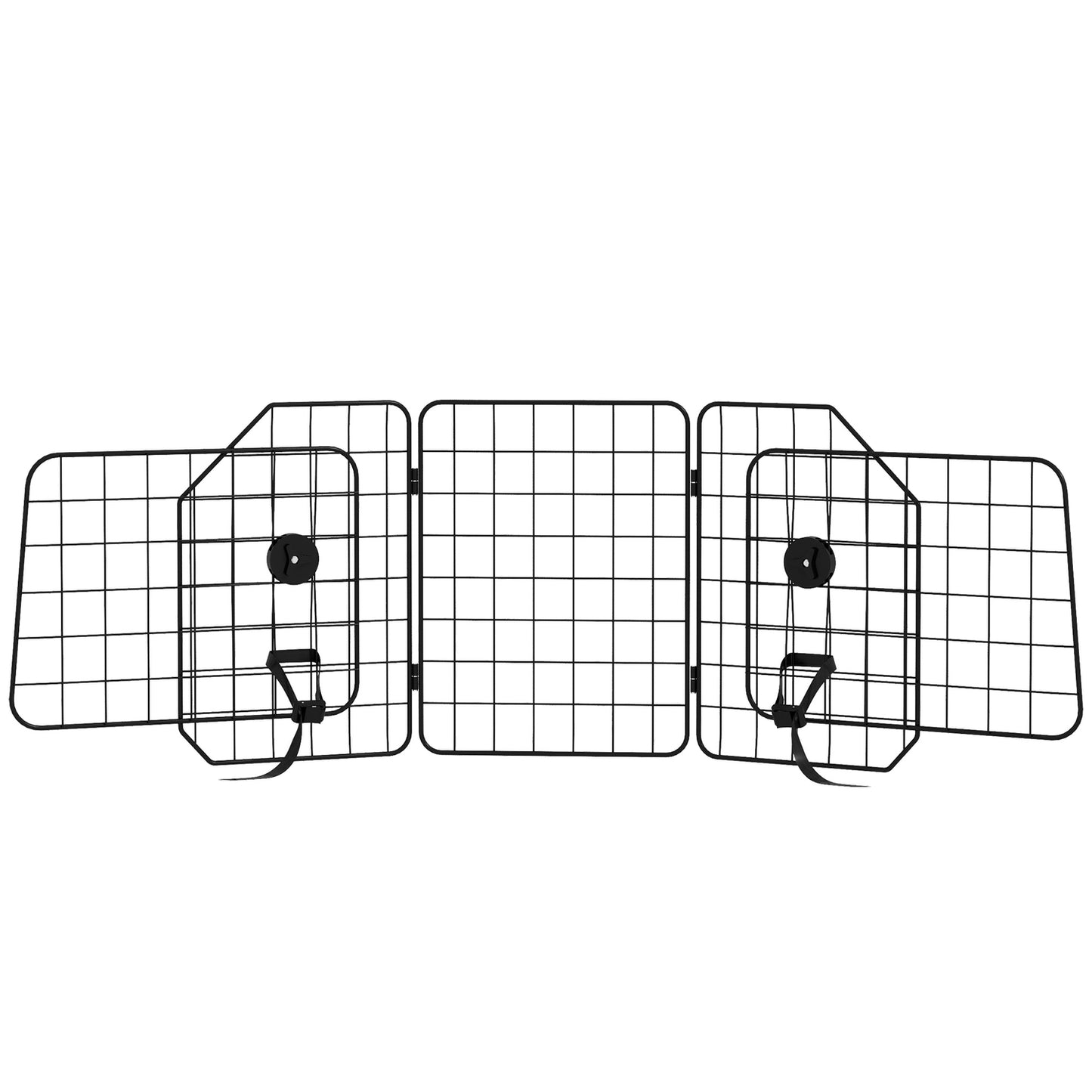 Adjustable dog guard in black steel for car trunks