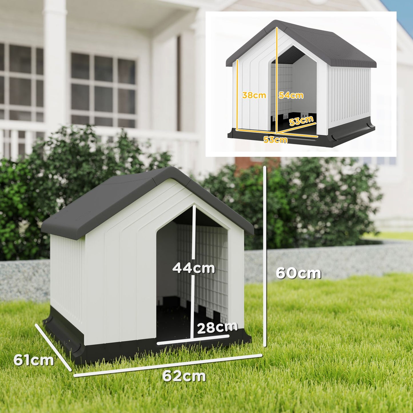 Weatherproof Dog House with Window, Asphalt Roof 62x61x60 cm