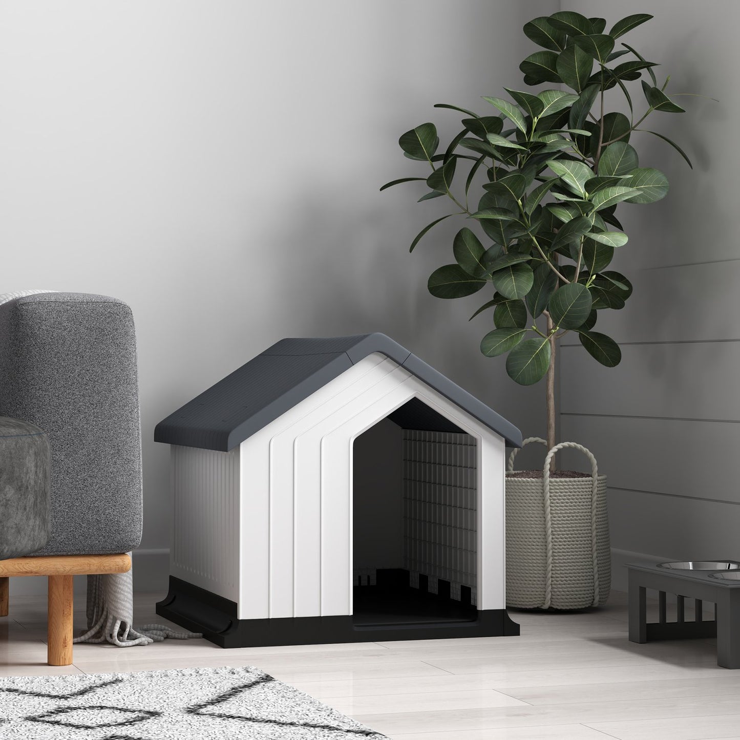 Weatherproof Dog House with Window, Asphalt Roof 62x61x60 cm