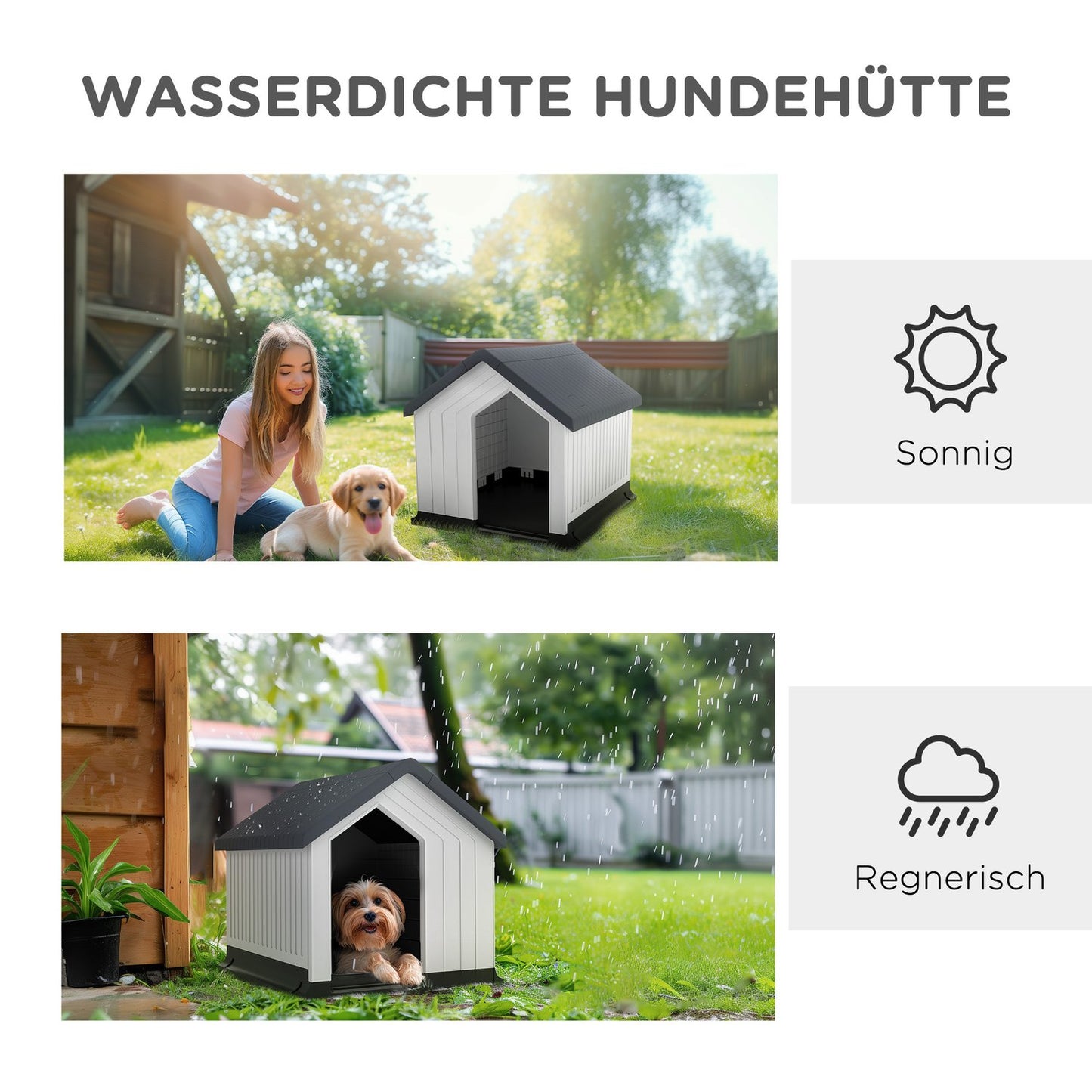 Weatherproof Dog House with Window, Asphalt Roof 62x61x60 cm