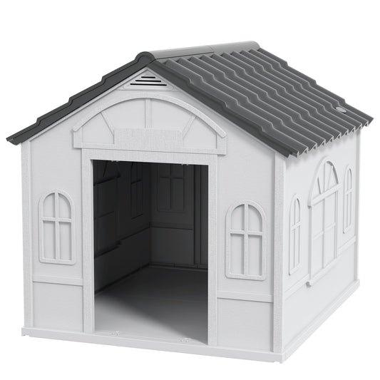 Outdoor Weatherproof Dog House - Gable Roof, Medium