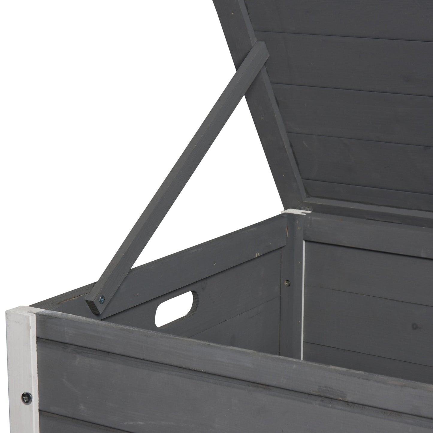 Waterproof outdoor dog house with door, gray spruce wood