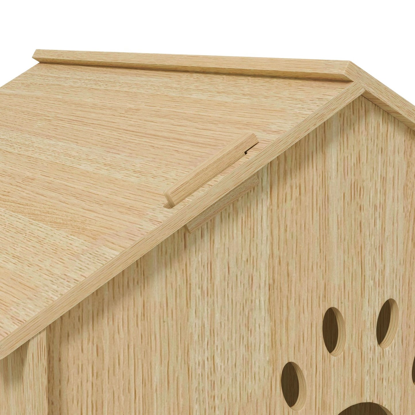 Indoor dog and cat house, oak, screw-free assembly