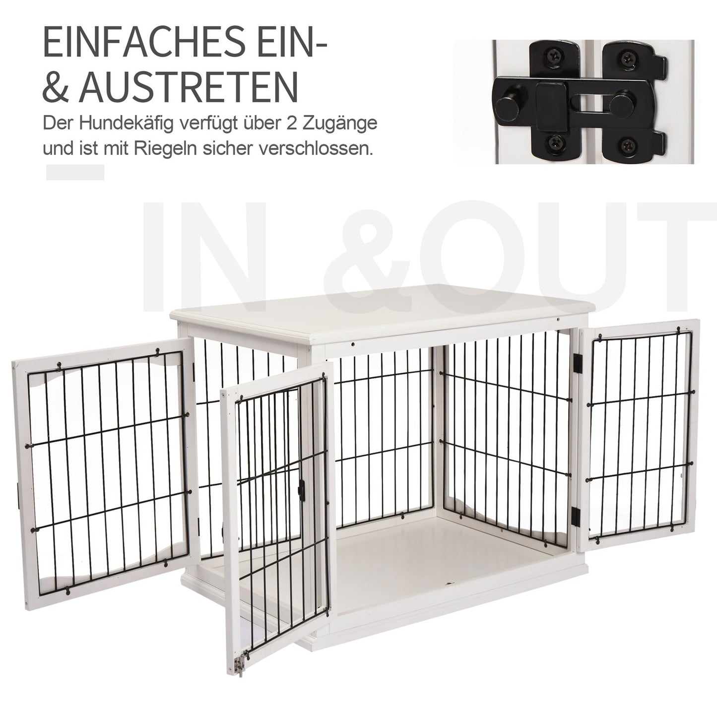 Small dog dog kennel, indoor cage, white 81x58.5x66 cm