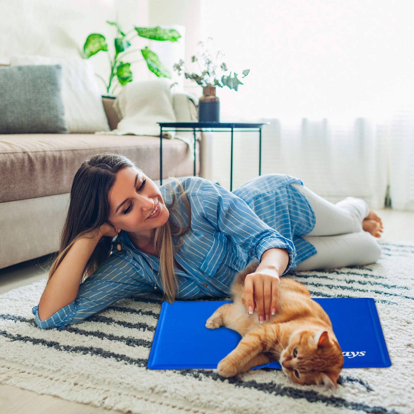 Dog mat blue