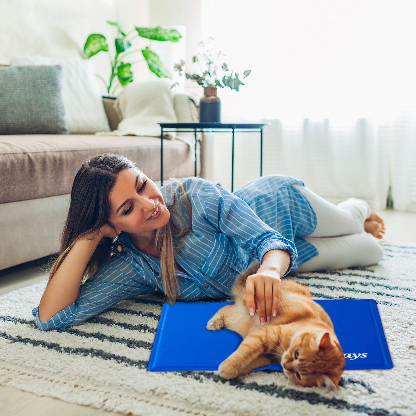 Dog mat blue