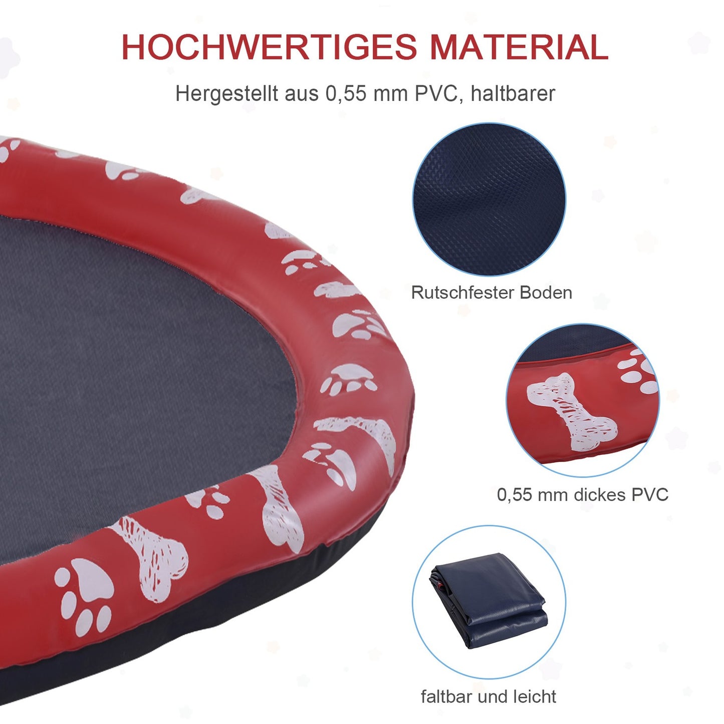 Dog pool, 170 cm water mat, non-slip for garden