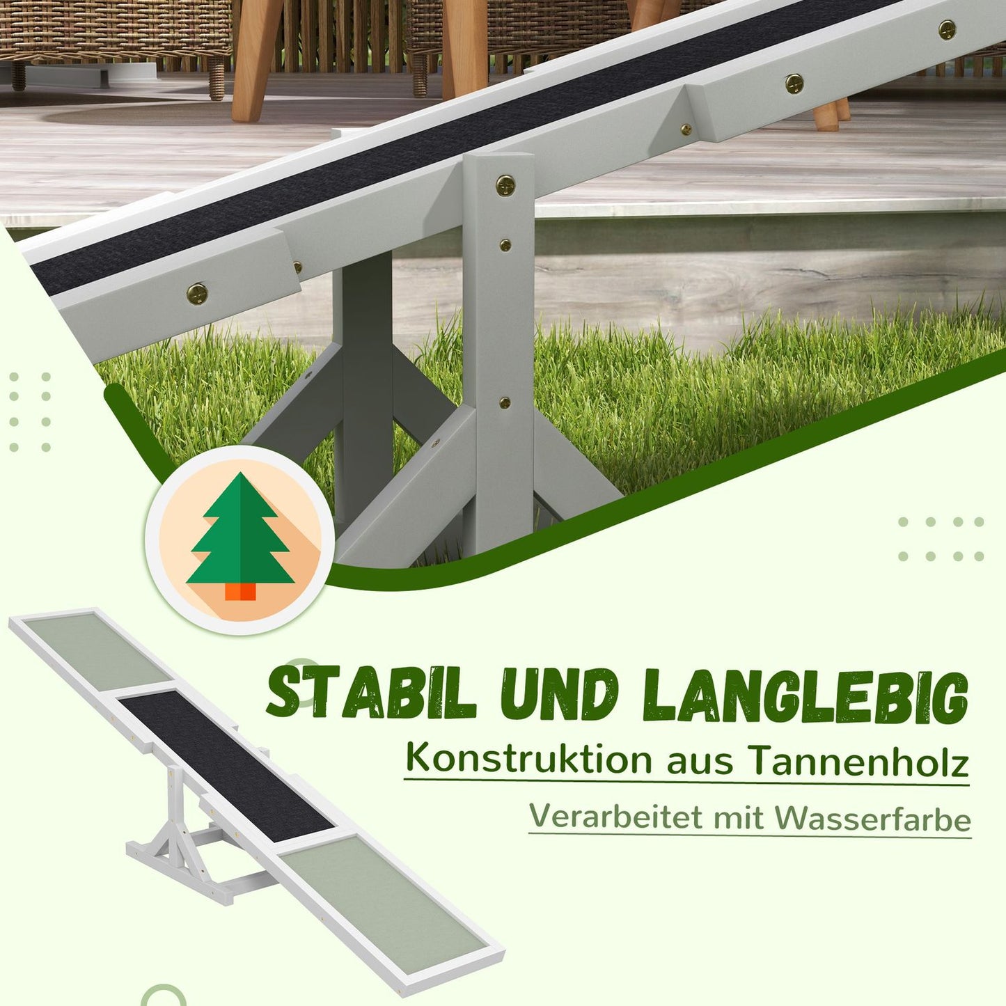 Dog Agility seesaw, non-slip wooden ramp for <30 kg