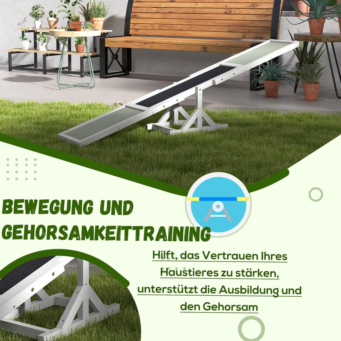 Dog Agility seesaw, non-slip wooden ramp for <30 kg