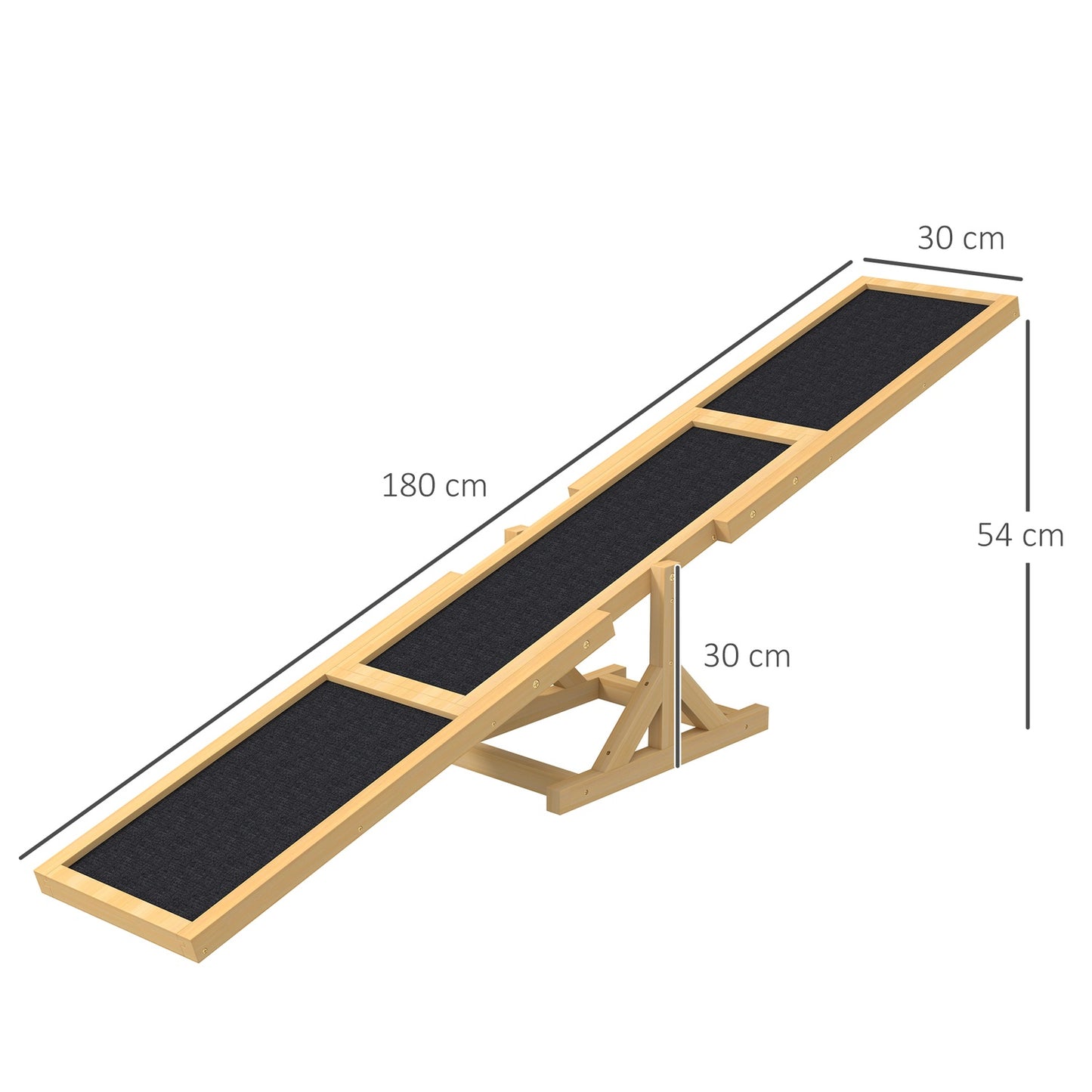 Dog Agility seesaw in wood, non-slip, 180 cm, under 30 kg