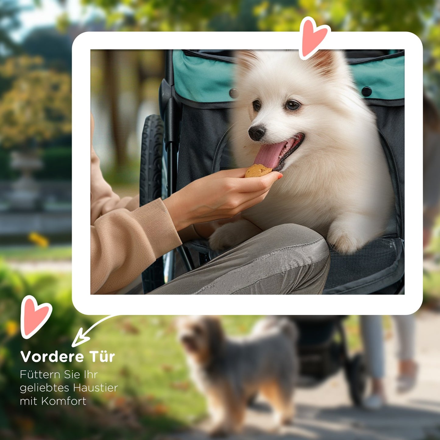 Folding pet stroller with all-terrain wheels, 20 kg capacity