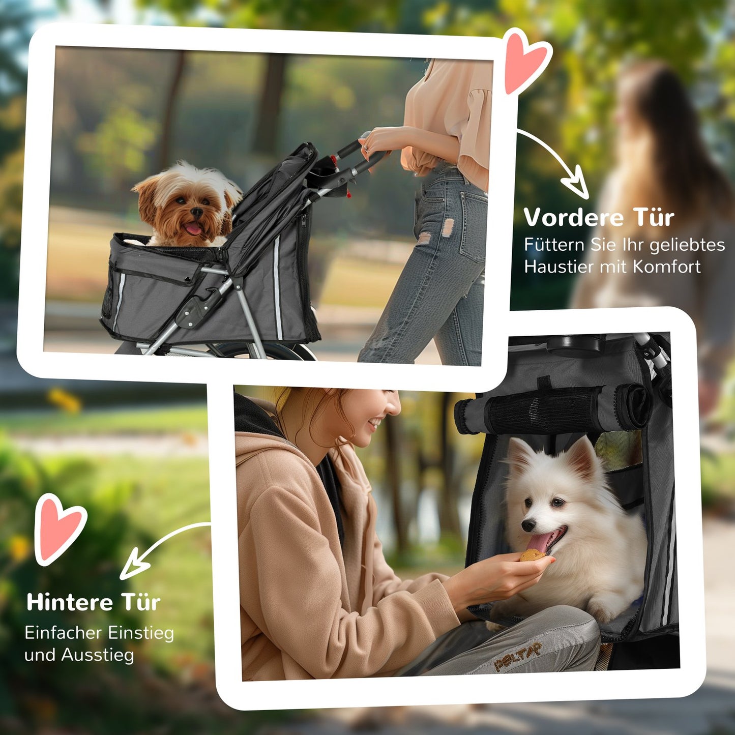 Collapsible pet trolley for dogs and cats, up to 10 kg, dark grey