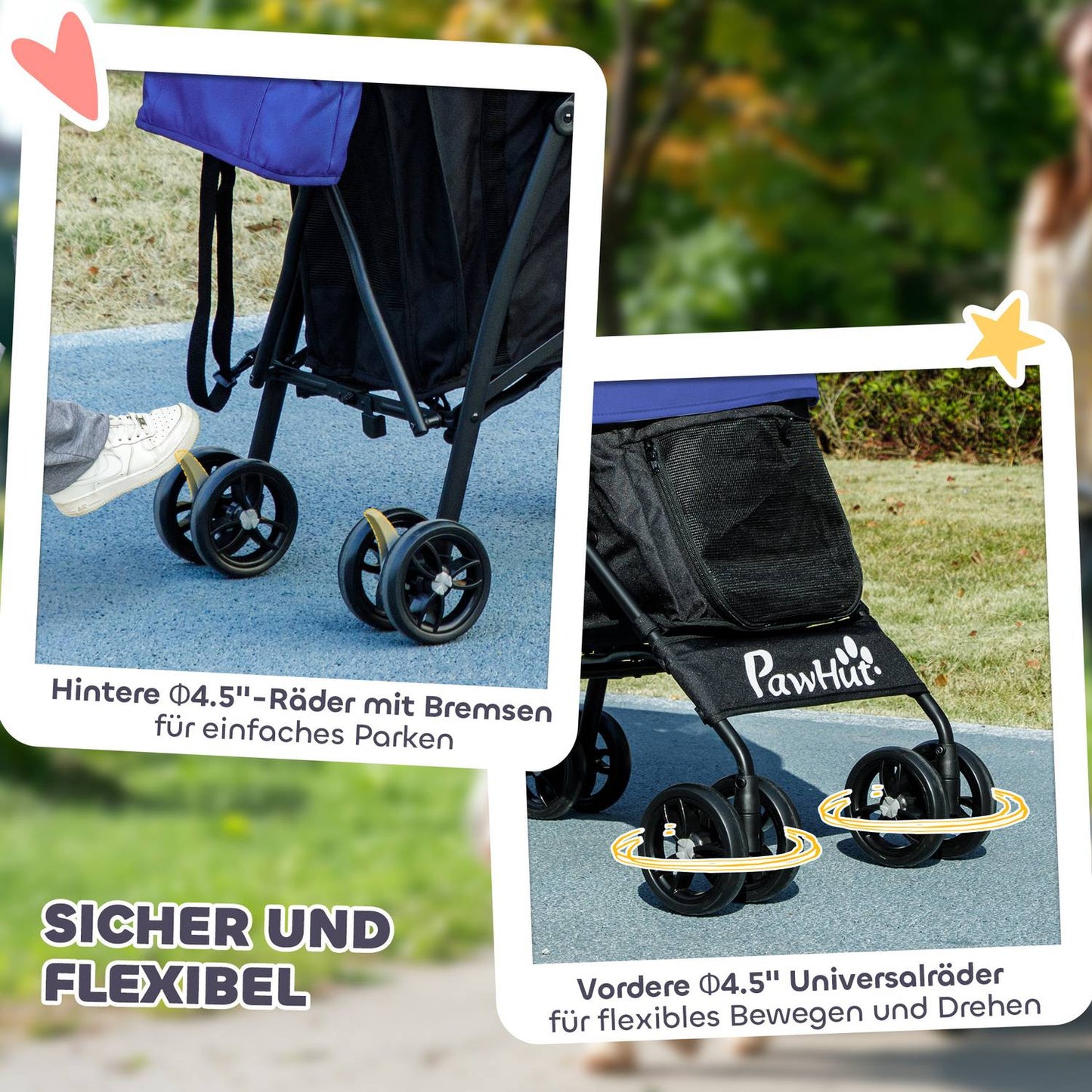 Collapsible pet cart for dogs and cats up to 4 kg, net and storage