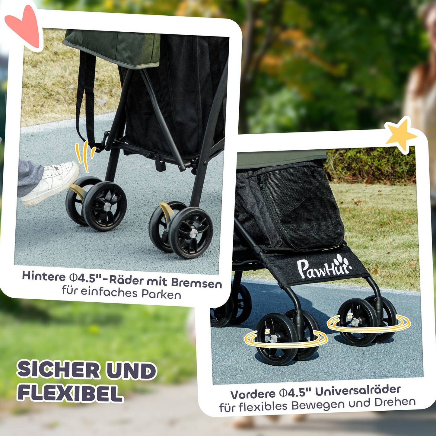 Collapsible pet stroller for cats and dogs up to 4 kg - mesh window, storage bag
