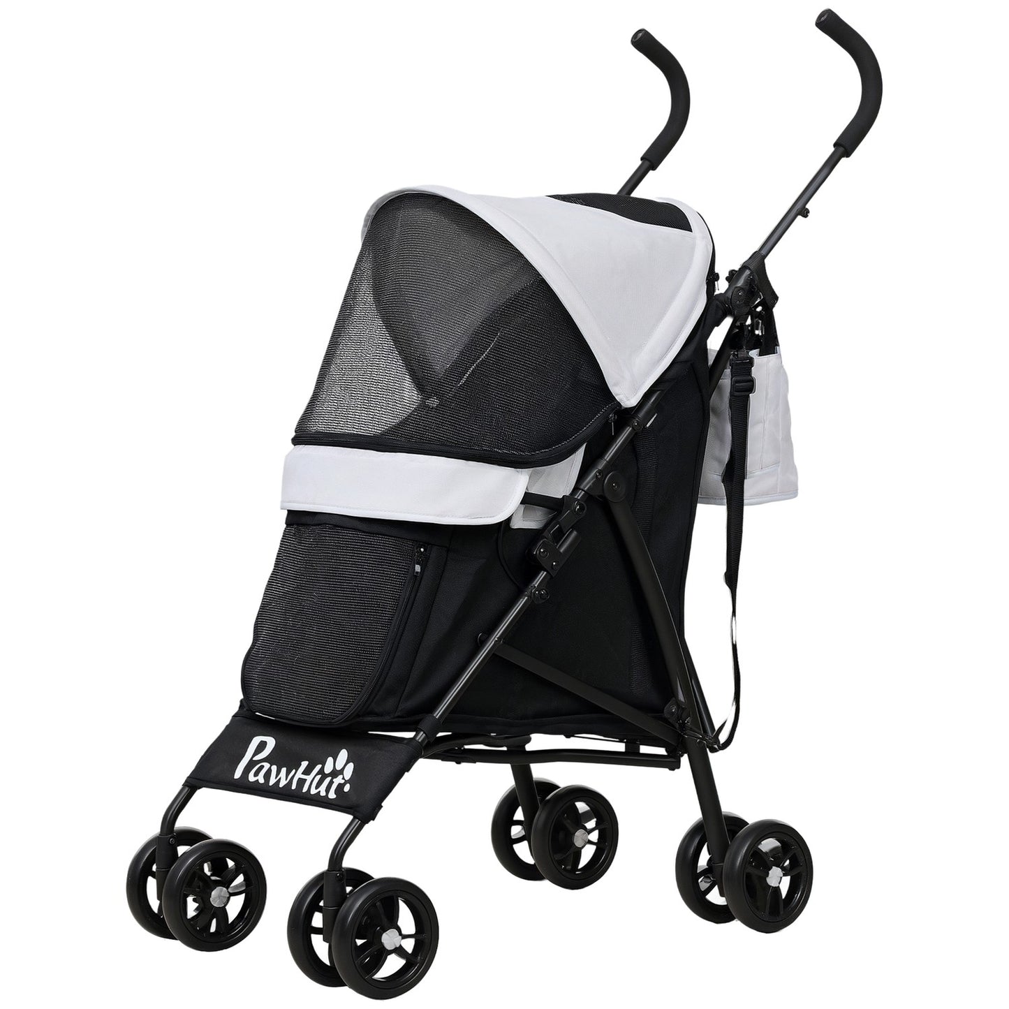 Collapsible pet carriage with mesh window and storage