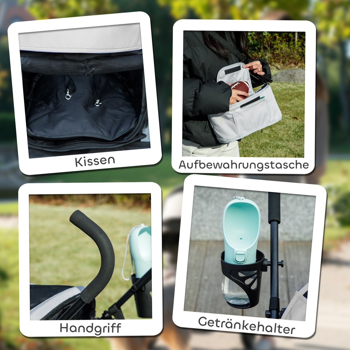 Collapsible pet carriage with mesh window and storage