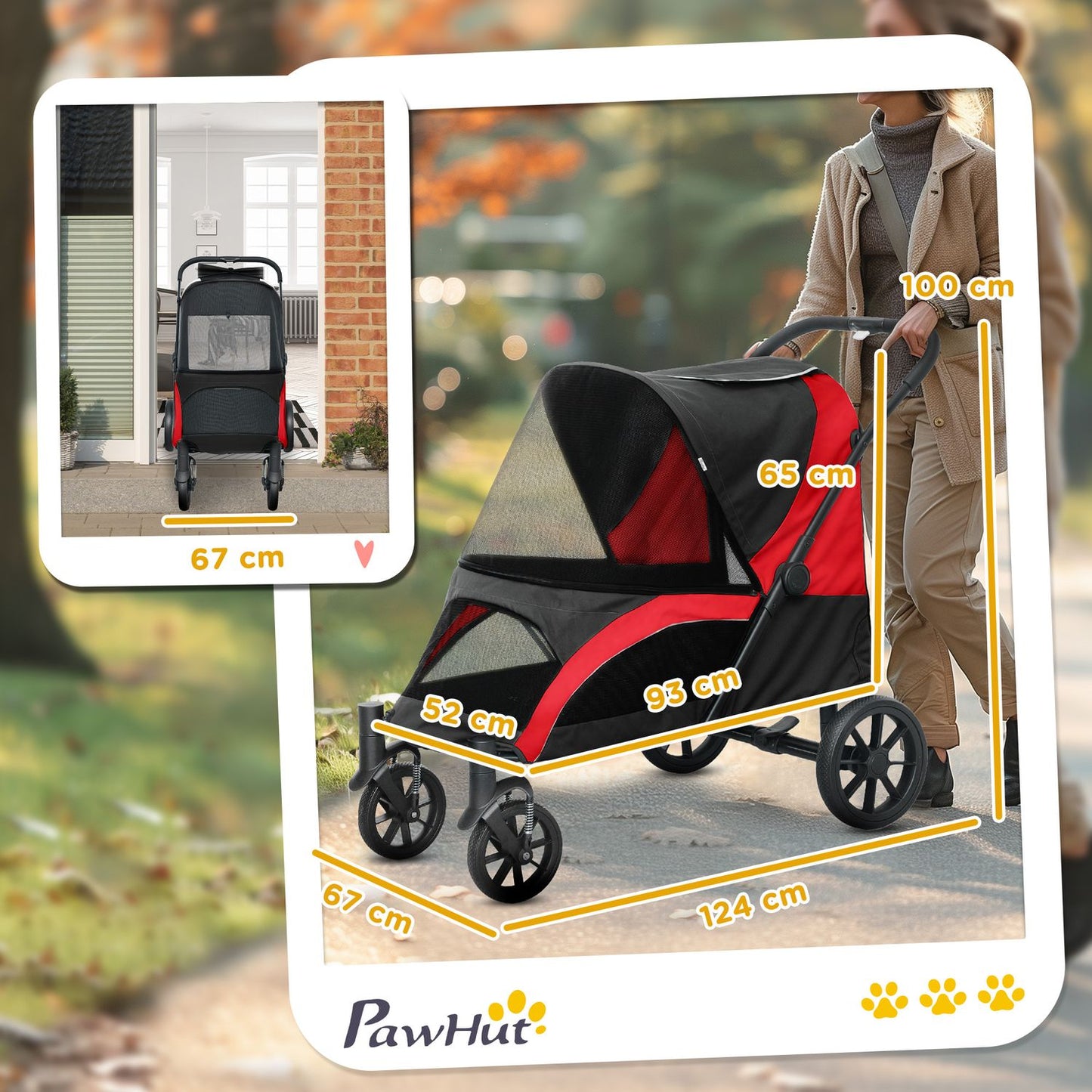 Collapsible pet carriage for large dogs and cats, up to 30 kg