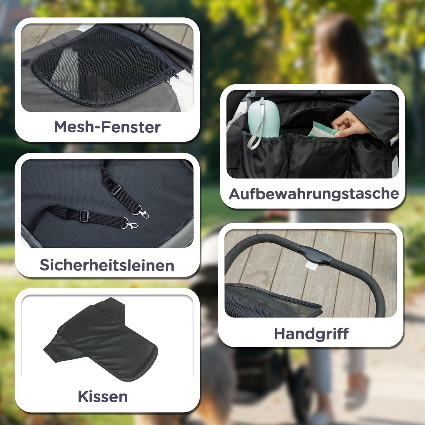 Collapsible pet carriage for large dogs and cats up to 30 kg