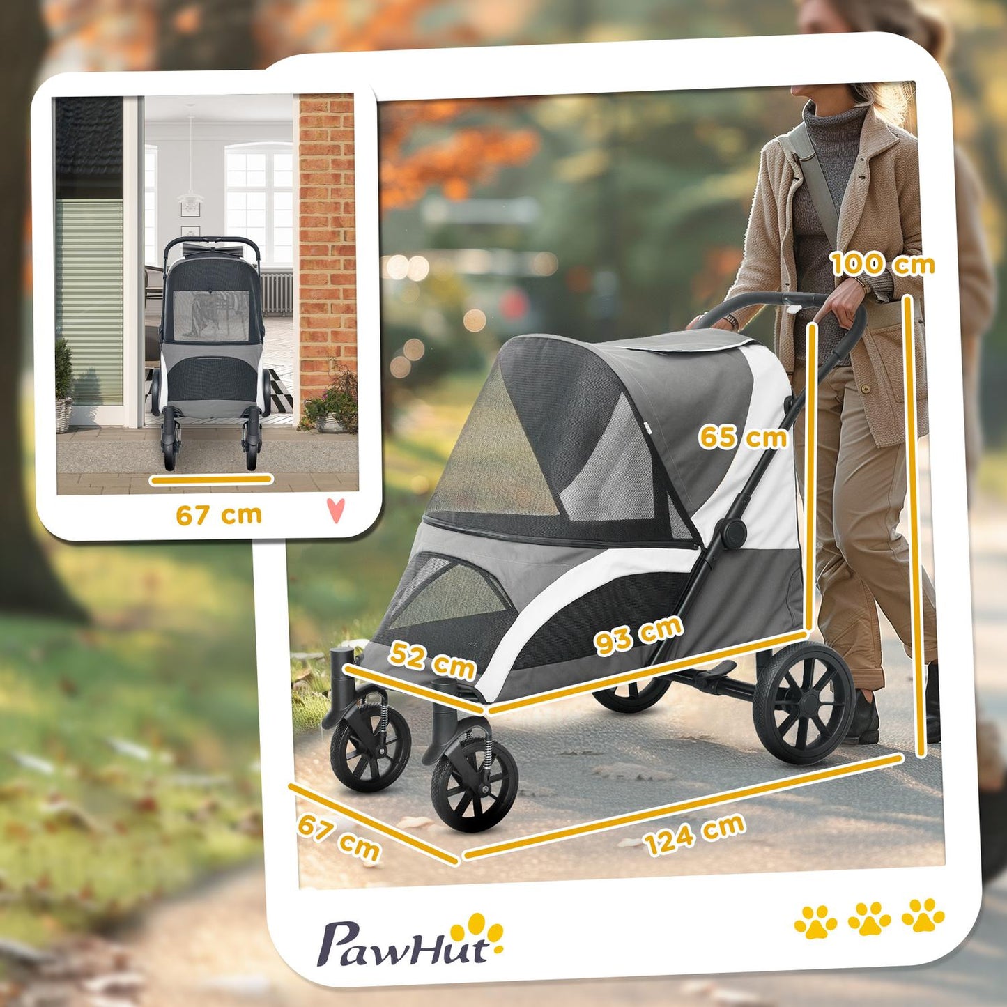 Collapsible pet carriage for large dogs and cats up to 30 kg