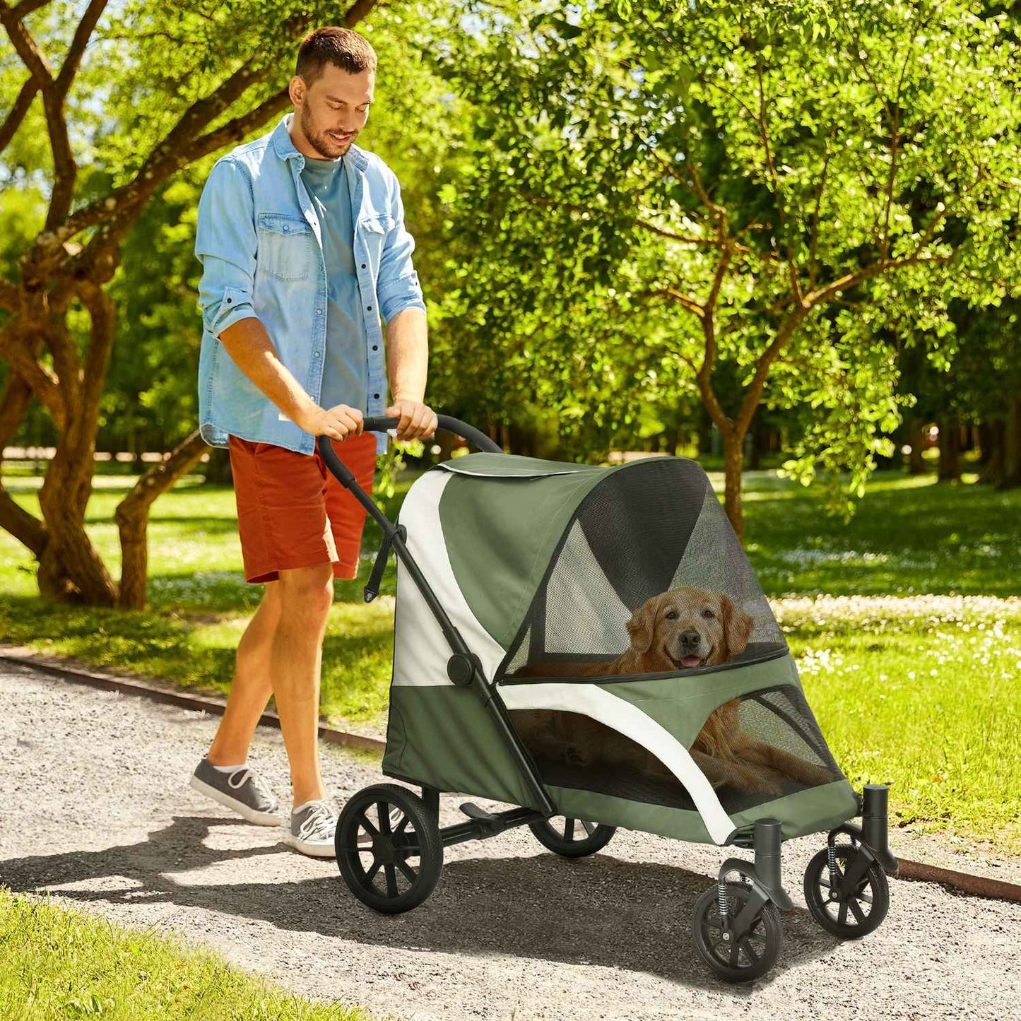 Collapsible pet carriage for large dogs and cats up to 30 kg
