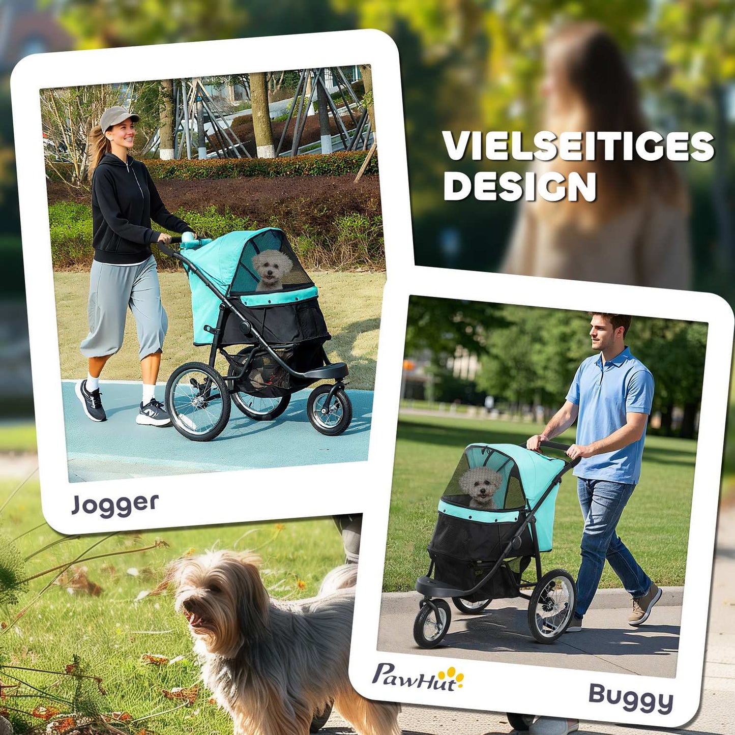 Dog stroller Jogger, foldable, for pets up to 10 kg, turquoise