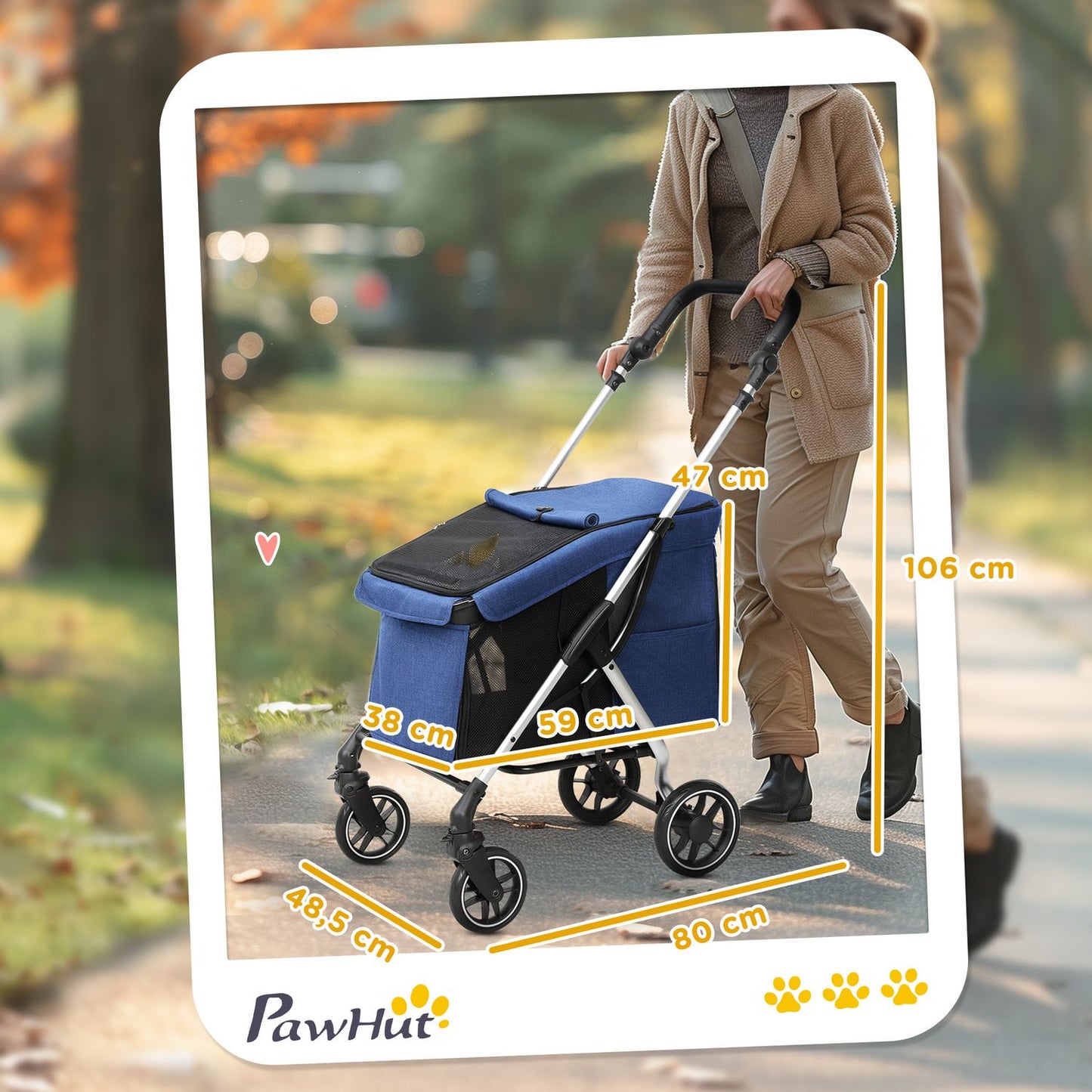 Easily collapsible pet carriage, aluminum, up to 10 kg