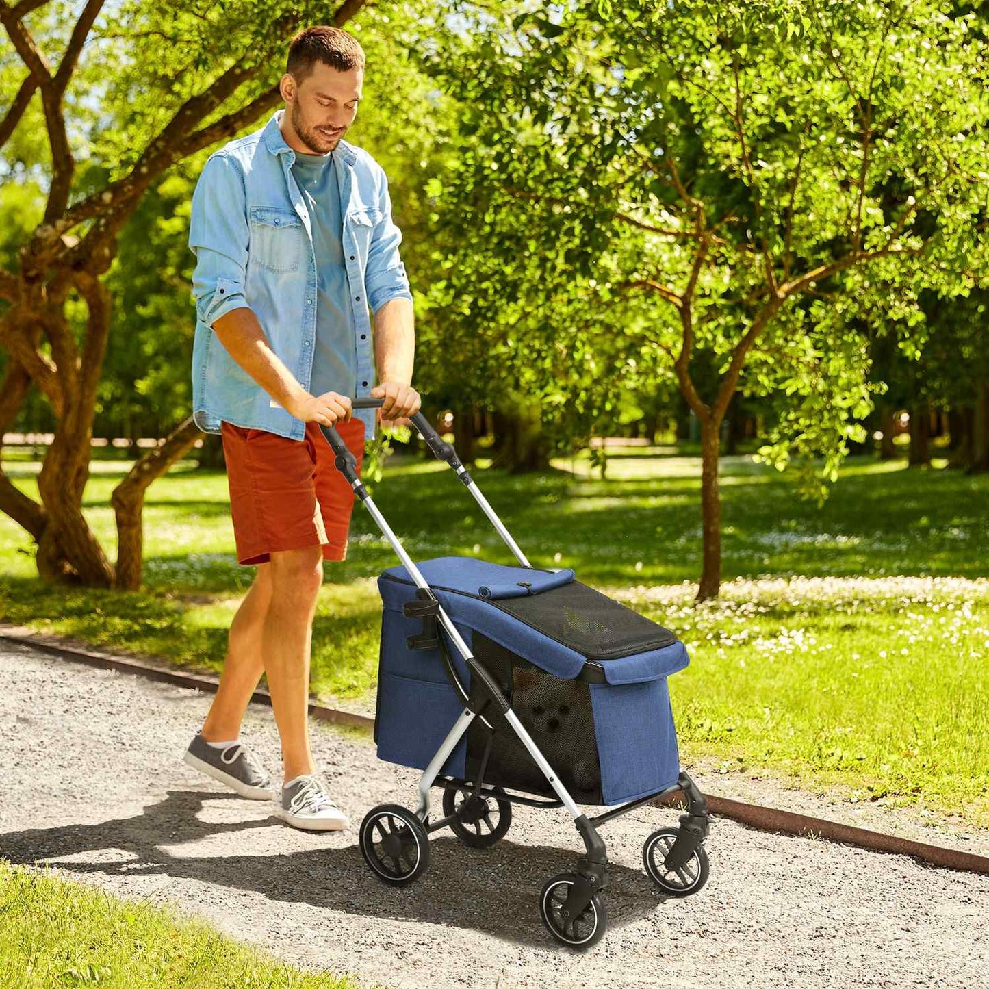 Easily collapsible pet carriage, aluminum, up to 10 kg