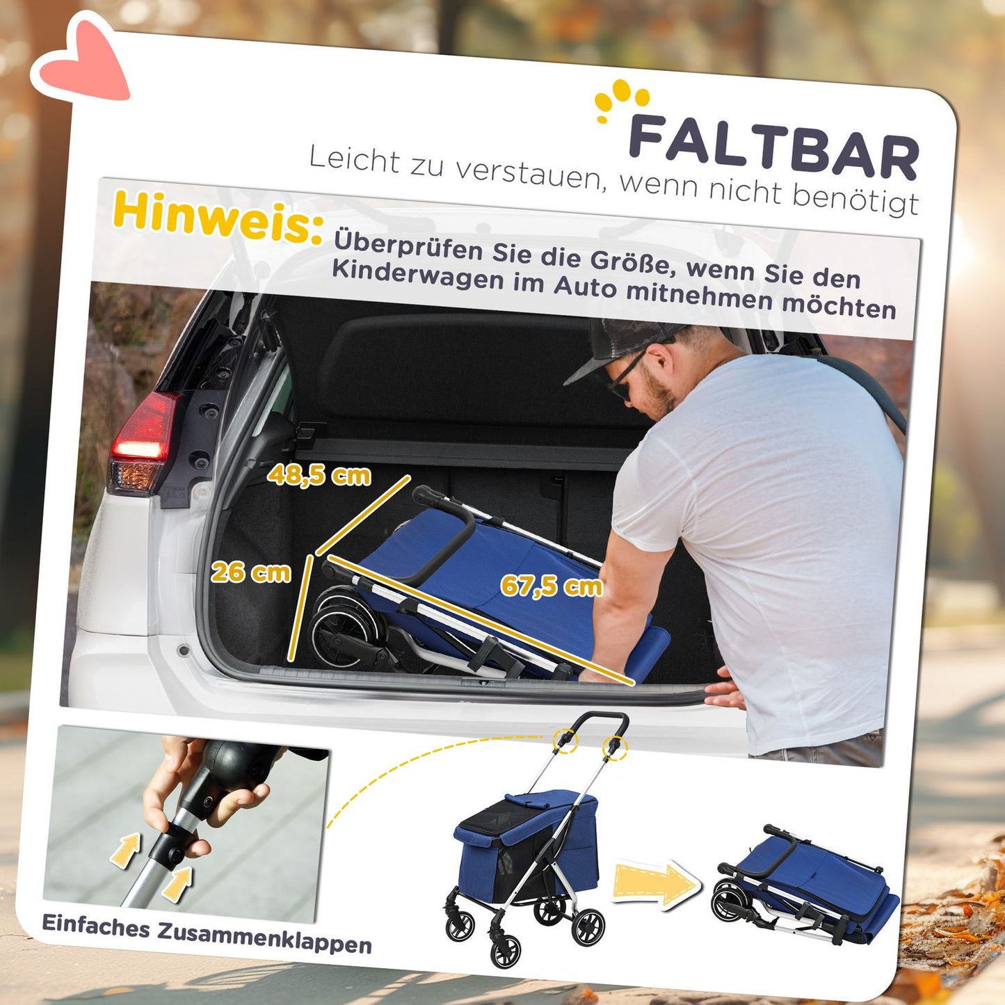 Easily collapsible pet carriage, aluminum, up to 10 kg