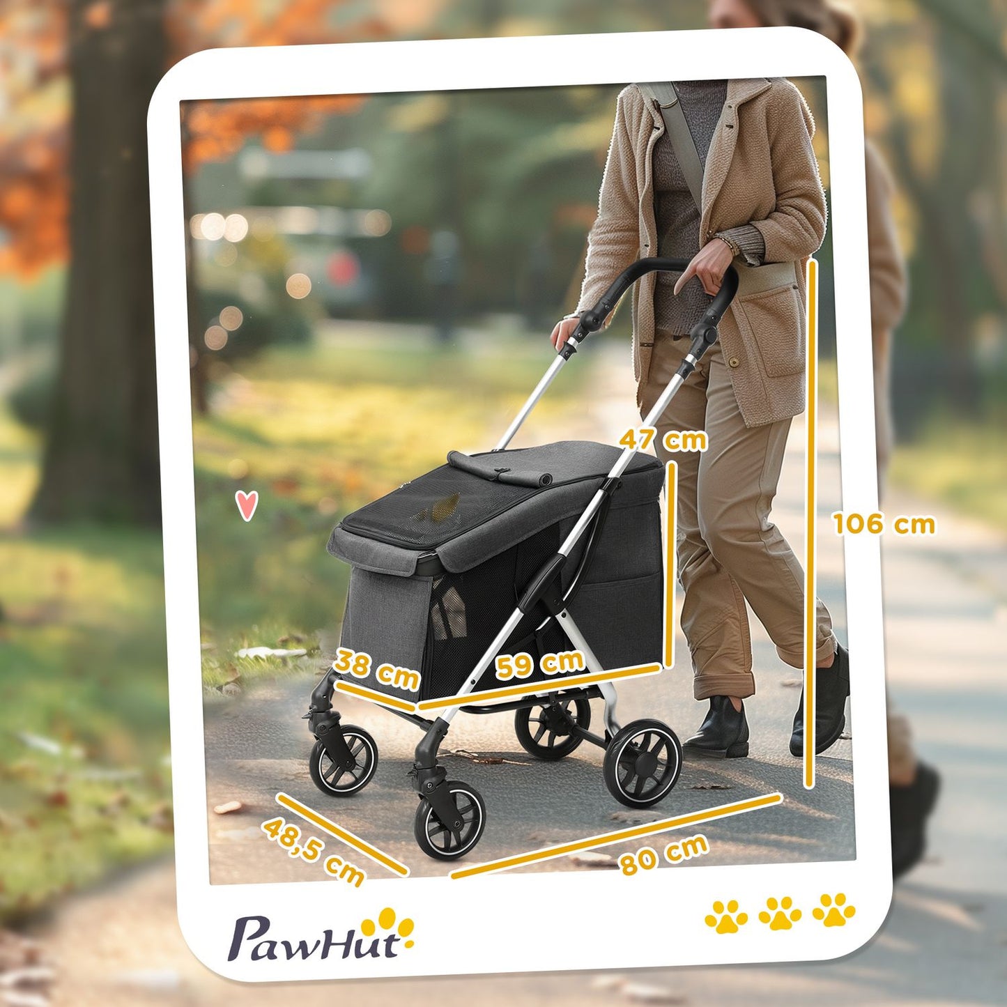 Collapsible aluminum pet cart, up to 10 kg, mesh window