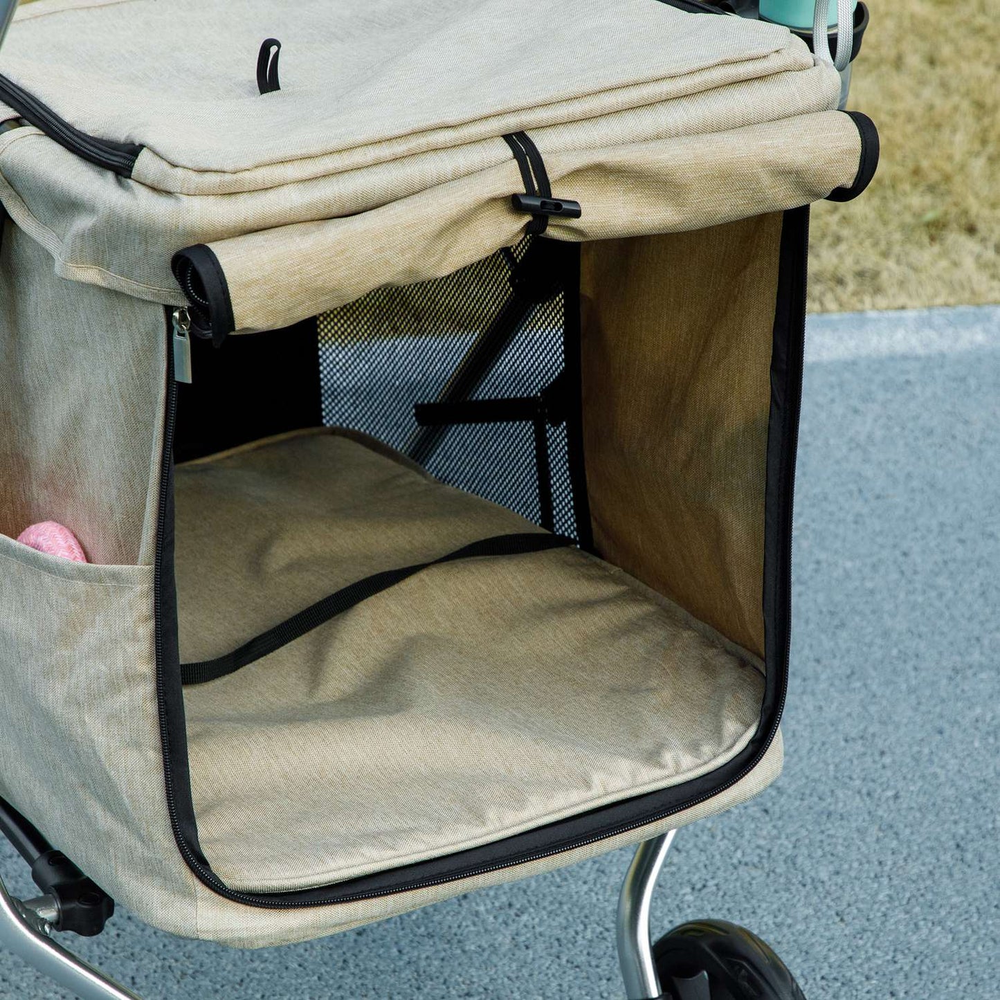 Collapsible aluminum pet cart, up to 10 kg, Khaki