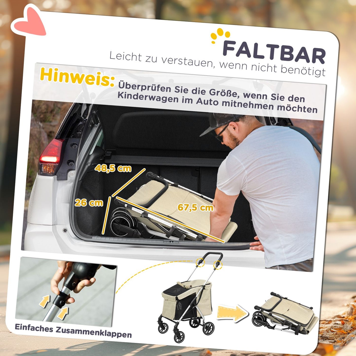 Collapsible aluminum pet cart, up to 10 kg, Khaki