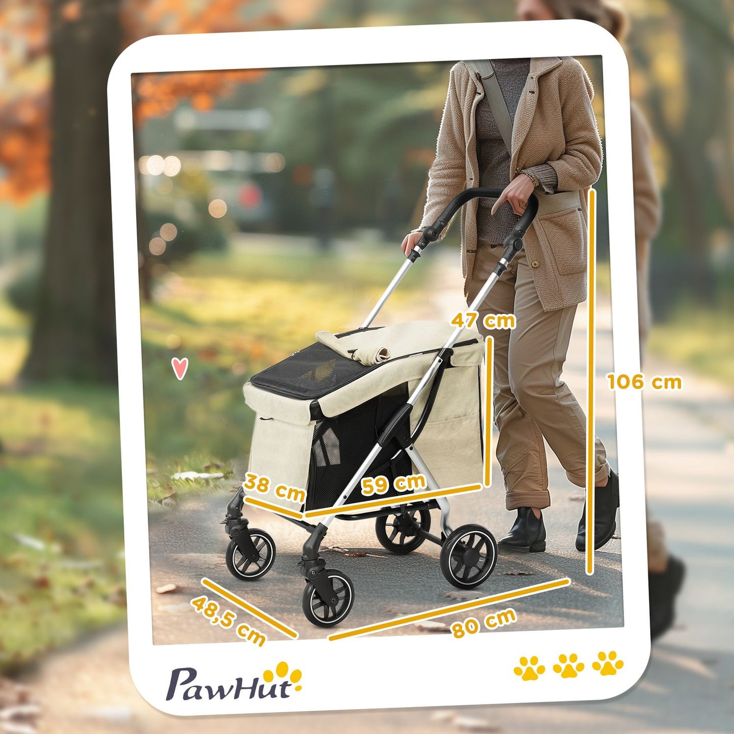 Collapsible aluminum pet cart, up to 10 kg, Khaki