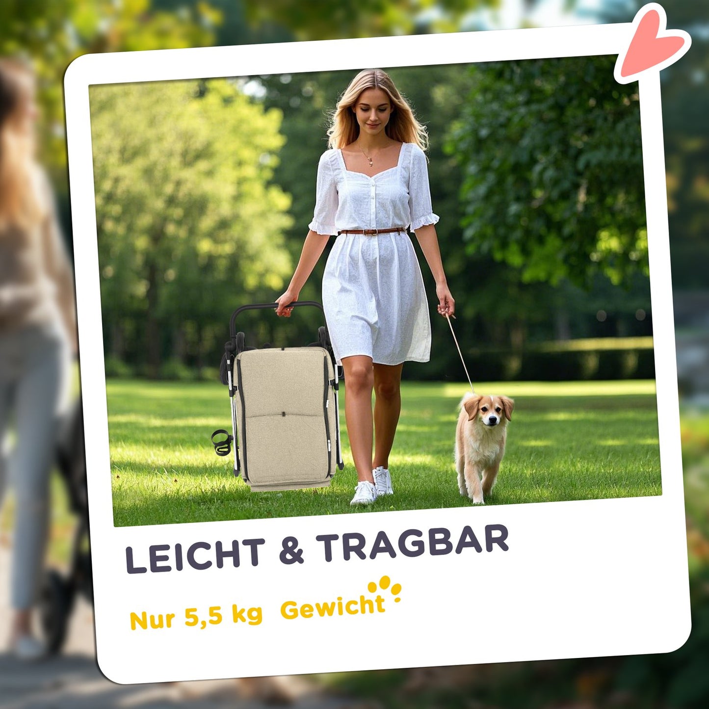 Collapsible aluminum pet cart, up to 10 kg, Khaki