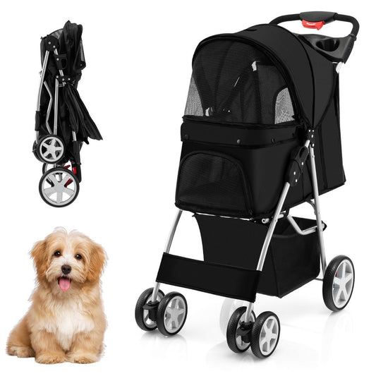 Dog stroller pets buggy up to 15 kg 81 x 45 x 101 cm black