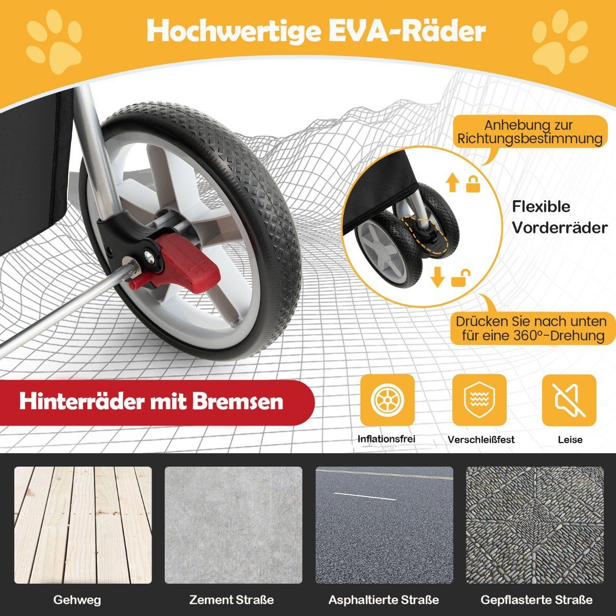 Dog stroller pets buggy up to 15 kg 81 x 45 x 101 cm black